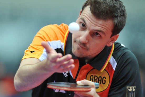 当日,在2011年世界乒乓球(单项)锦标赛男子单打第三轮比赛中,德国选手