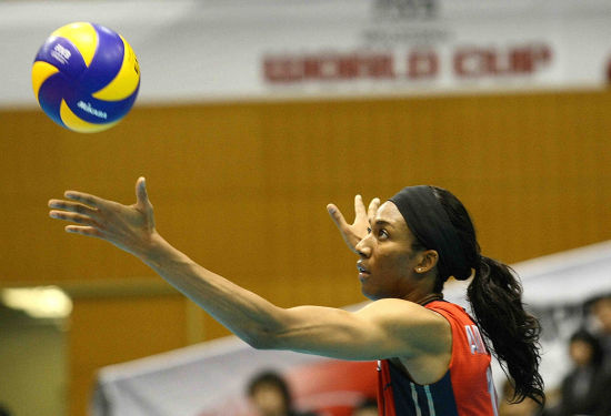 图文女排世界杯6日精彩瞬间美国阿金拉德沃发球